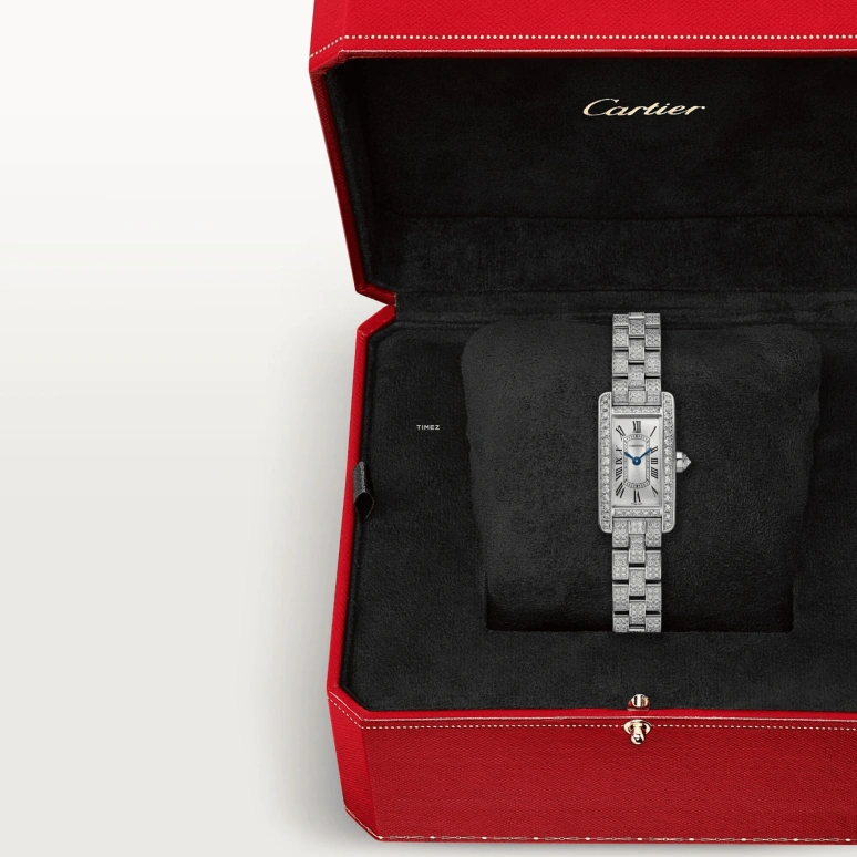 Cartier,Tank 28x15.20mm,28x15.20mm,White Gold,Silver,Quartz,Sapphire,Crystal Glass,Square,WJTA0060