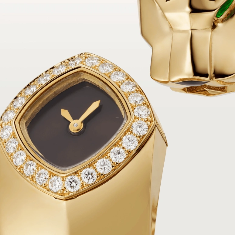Cartier,Panthère Jewelry Watches ,Yellow Gold,Black,Quartz,Sapphire,Crystal Glass,Other,HPI01217