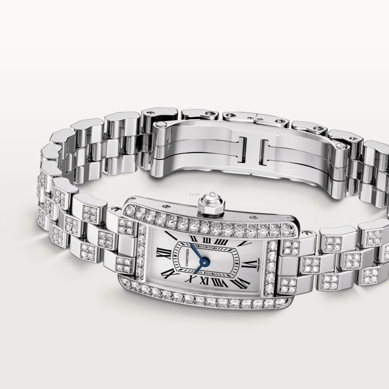 Cartier,Tank 28x15.20mm,28x15.20mm,White Gold,Silver,Quartz,Sapphire,Crystal Glass,Square,WJTA0067