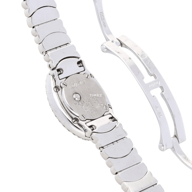 Cartier,Baignoire 18mm,18mm,White Gold,Pink,Quartz,Oval,Silver,2369ROMA