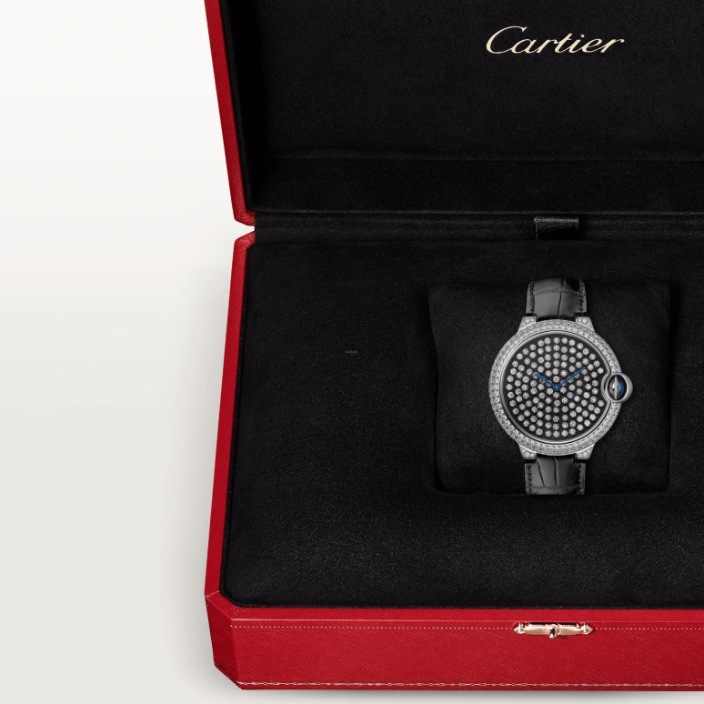 Cartier,Ballon Bleu de Cartier 42mm,42mm,White Gold,Black,Handwound,36hours,In-house Caliber,HPI01062