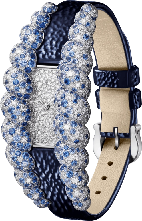 Cartier,Tressage 56.20x25.70mm,56.20x25.70mm,White Gold,Silver,Quartz,Sapphire,Crystal Glass,Square,HPI01691