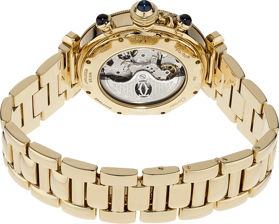 Cartier,Pasha de Cartier 38mm,38mm,Yellow Gold,Silver,Automatic,Chronograph,Day,W30140D1