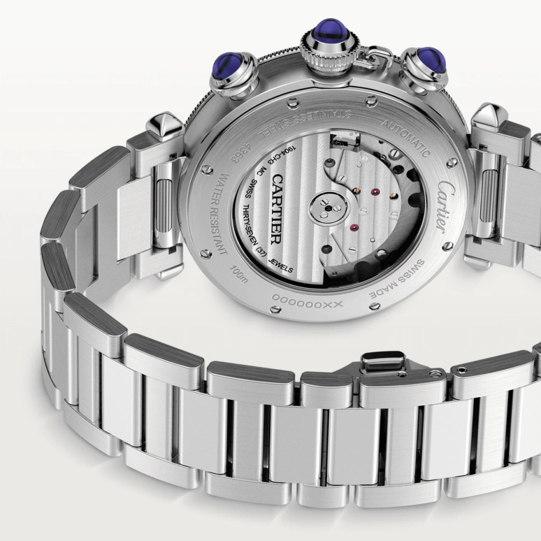 Cartier,Pasha de Cartier 41mm,41mm,Stainless Steel,Grey,Automatic,Chronograph,Day,WSPA0027