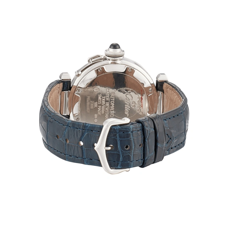 Cartier,Pasha de Cartier 35mm,35mm,White Gold,White,Automatic,Day,Sapphire,Crystal Glass,W3014556