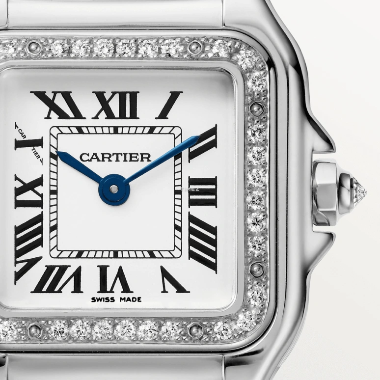 Cartier,Panthère de Cartier 22x30mm,22x30mm,White Gold,Silver,Quartz,Sapphire,Crystal Glass,Square,WJPN0012