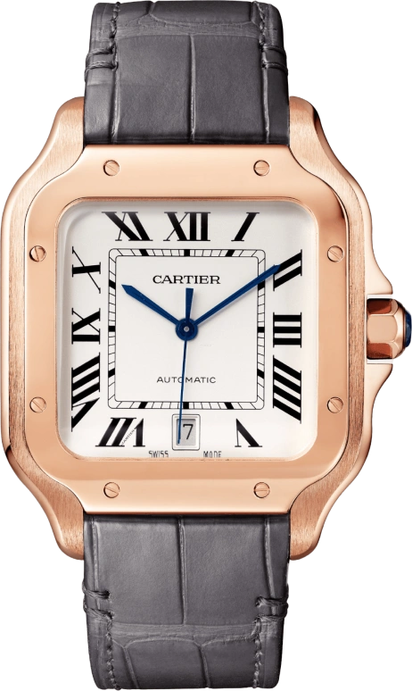 Cartier,Santos de Cartier 39.80x47.50mm,39.80x47.50mm,Rose Gold,Silver,Automatic,Day,42hours,WGSA0019