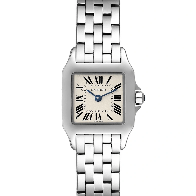 Cartier,Santos de Cartier 28.25x21.65mm,28.25x21.65mm,Stainless Steel,Silver,Quartz,In-house Caliber,Sapphire,Crystal Glass,W25064Z5
