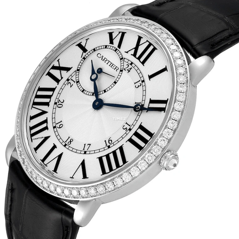 Cartier,Ronde de Cartier 42mm,42mm,White Gold,Silver,Handwound,In-house Caliber,Sapphire,Crystal Glass,WR007002