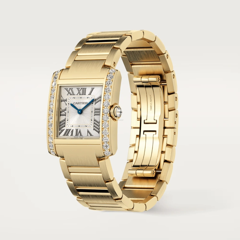 Cartier,Tank 32x27mm,32x27mm,Yellow Gold,Gold,Quartz,Sapphire,Crystal Glass,Square,WJTA0061