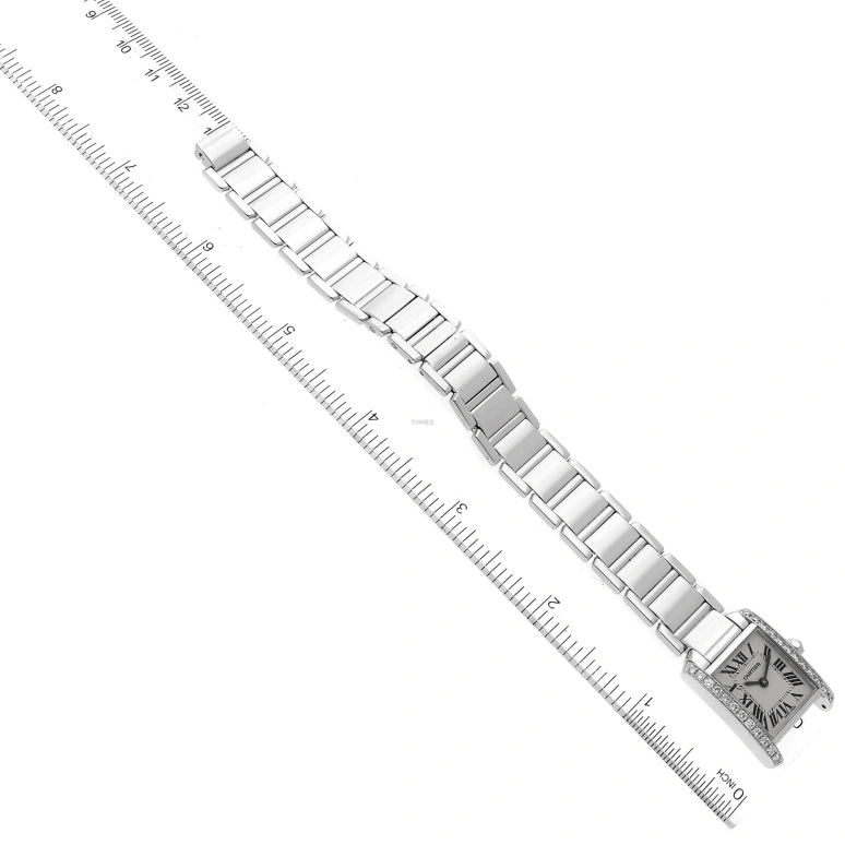 Cartier,Tank 25.35x20.30mm,25.35x20.30mm,White Gold,Silver,Quartz,Sapphire,Crystal Glass,Square,WE1002S3