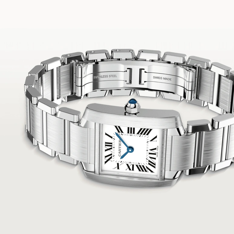 Cartier,Tank 25x20mm,25x20mm,Stainless Steel,Silver,Quartz,In-house Caliber,Sapphire,Crystal Glass,W51008Q3