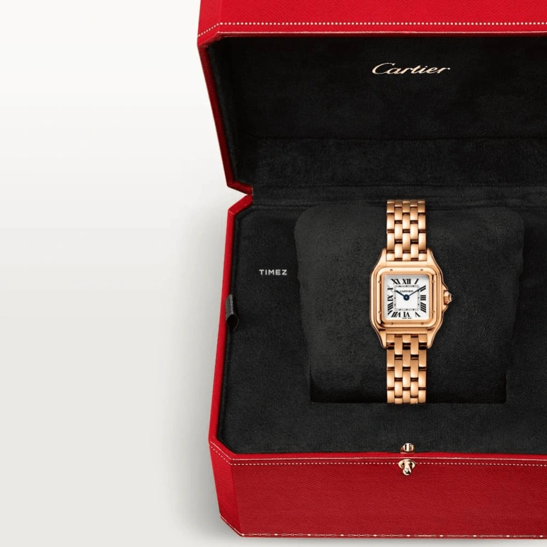 Cartier,Panthère de Cartier 23x30mm,23x30mm,Rose Gold,Silver,Quartz,Sapphire,Crystal Glass,Square,WGPN0040