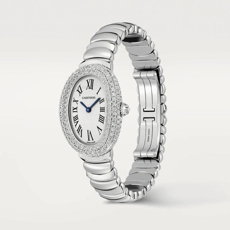 Cartier,Baignoire 31.40x23.10mm,31.40x23.10mm,White Gold,Silver,Quartz,Sapphire,Oval,WJBA0051