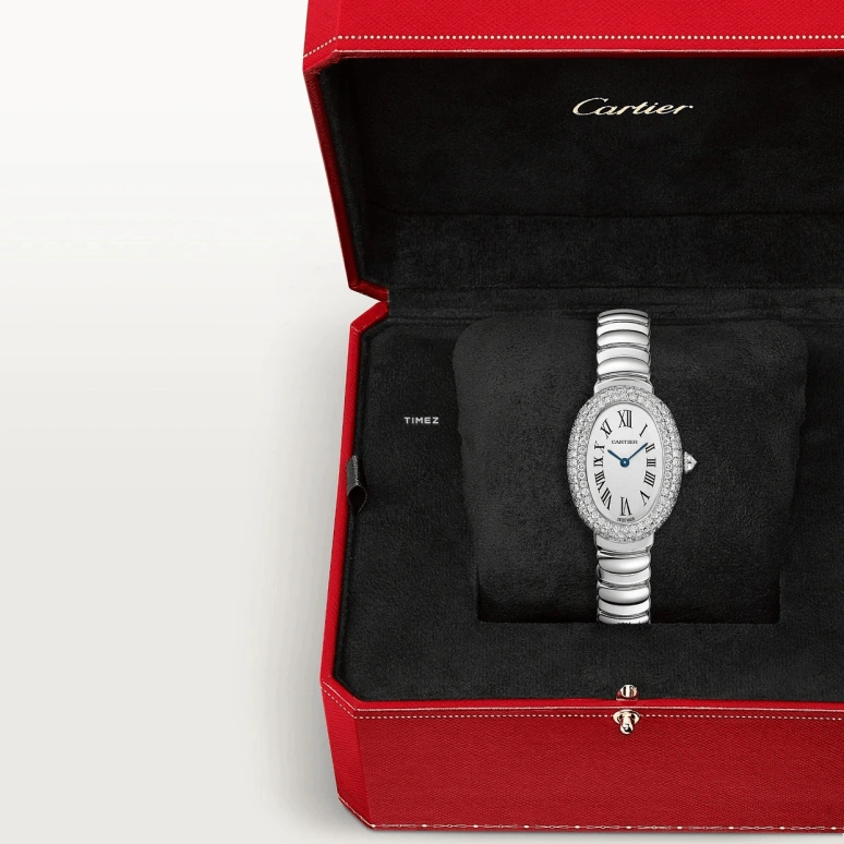 Cartier,Baignoire 31.40x23.10mm,31.40x23.10mm,White Gold,Silver,Quartz,Sapphire,Oval,WJBA0051