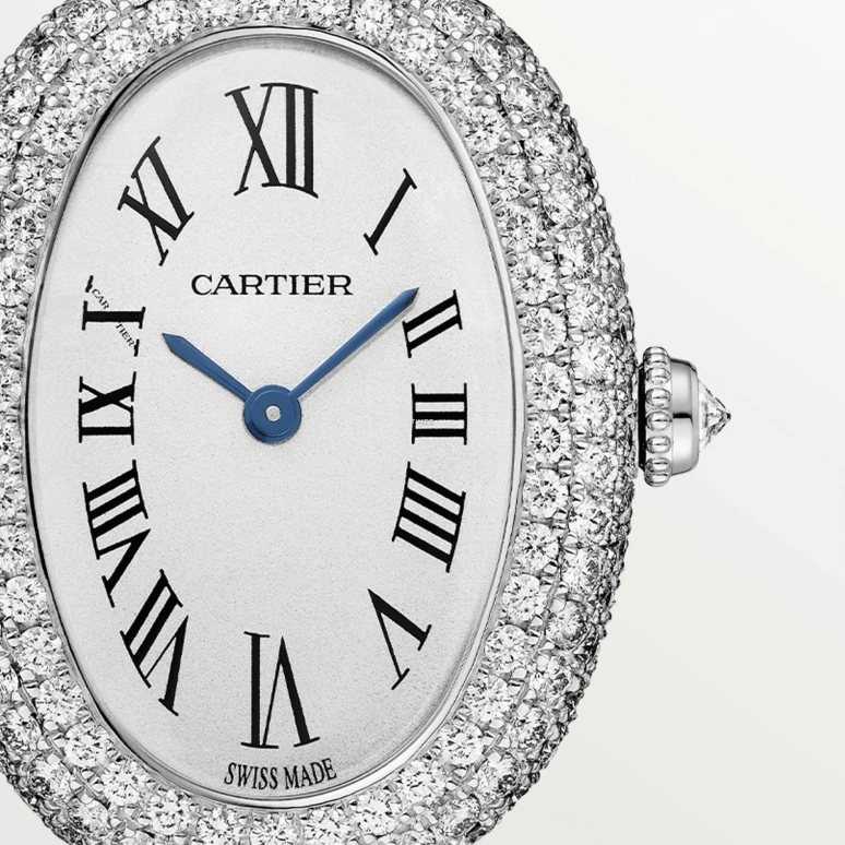 Cartier,Baignoire 31.40x23.10mm,31.40x23.10mm,White Gold,Silver,Quartz,Sapphire,Oval,WJBA0021