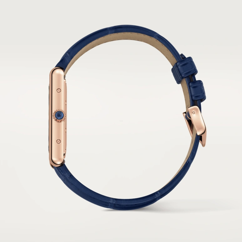 Cartier,Tank 33.70x25.50mm,33.70x25.50mm,Rose Gold,Blue,Handwound,38hours,In-house Caliber,WGTA0058