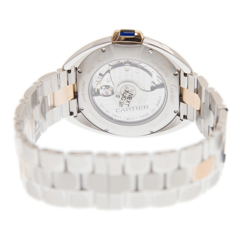 Cartier,Clé de Cartier 40mm,40mm,Stainless Steel,White,Automatic,Day,Sapphire,Crystal Glass,W2CL0010