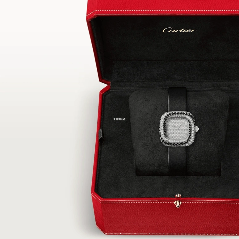 Cartier,Coussin de Cartier 27.10x27.70mm,27.10x27.70mm,White Gold,Silver,Quartz,Sapphire,Crystal Glass,Square,WJCS0006