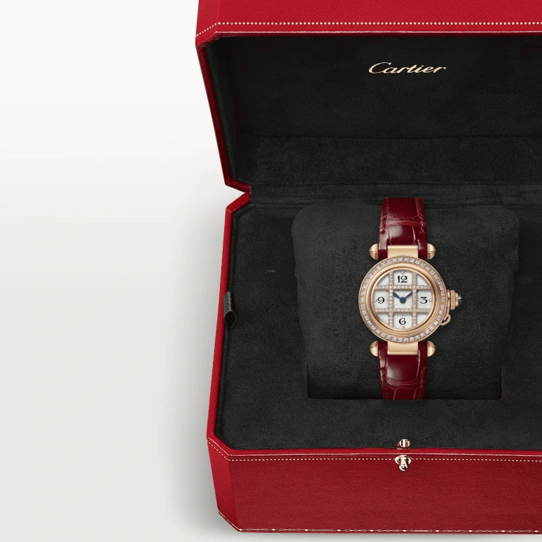 Cartier,Pasha de Cartier 30mm,30mm,Rose Gold,Silver,Quartz,Sapphire,Crystal Glass,Round,WJPA0021