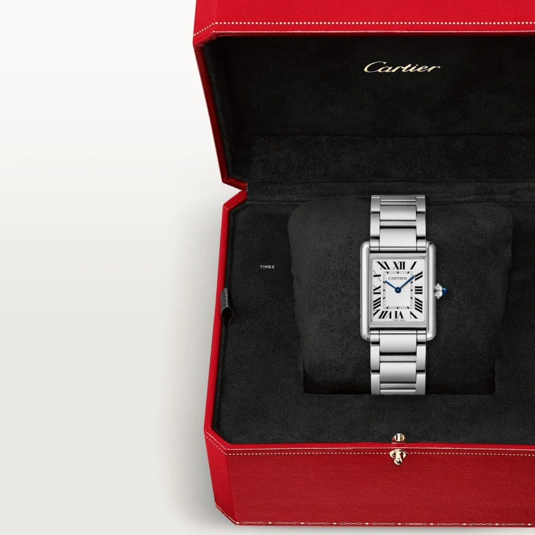 Cartier,Tank 33.70x25.50mm,33.70x25.50mm,Stainless Steel,Silver,Quartz,Sapphire,Crystal Glass,Rectangular,WSTA0092