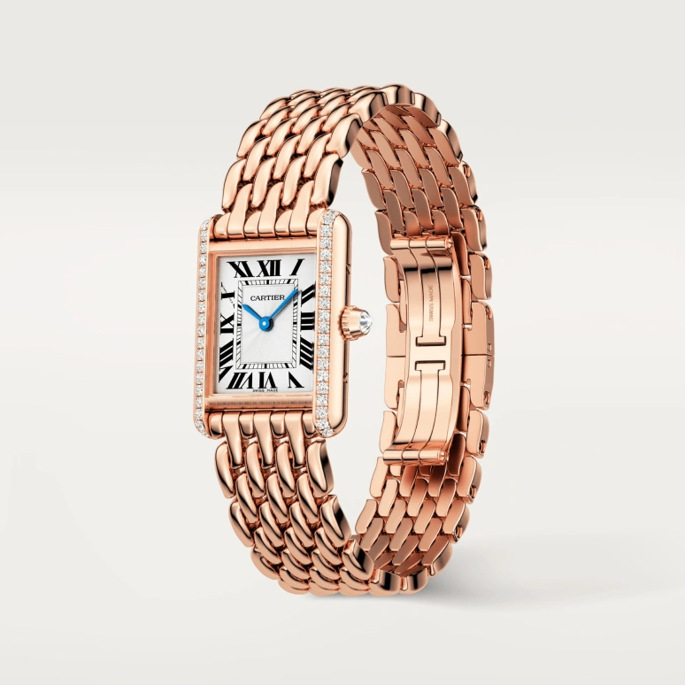 Cartier,Tank 29.50x22mm,29.50x22mm,Rose Gold,Silver,Handwound,38hours,In-house Caliber,WJTA0020