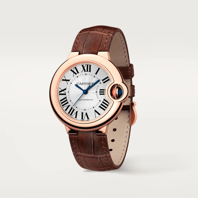 Cartier,Ballon Bleu de Cartier 33mm,33mm,Rose Gold,Silver,Automatic,Sapphire,Crystal Glass,Round,W6920097