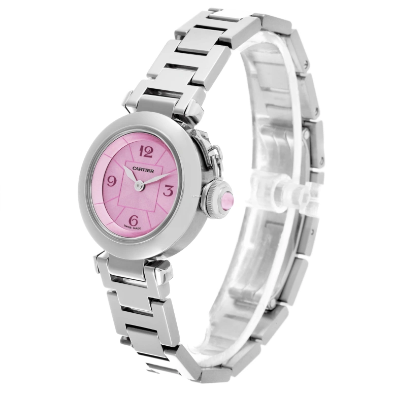 Cartier,Pasha de Cartier 27mm,27mm,Stainless Steel,Pink,Quartz,In-house Caliber,Sapphire,Crystal Glass,W3140023