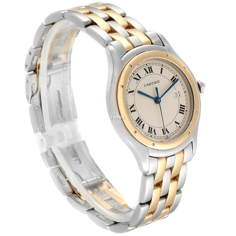Cartier,Other 32mm,32mm,Stainless Steel,Silver,Quartz,Day,Sapphire,Crystal Glass,W35006B6