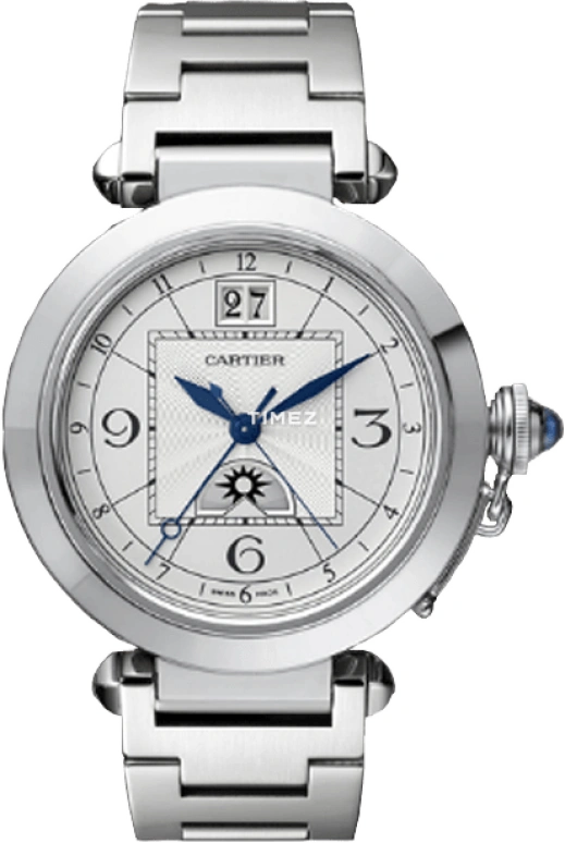Cartier,Pasha de Cartier 42mm,42mm,Stainless Steel,Silver White,Automatic,Day,Dule Time,Big Date,W31093M7
