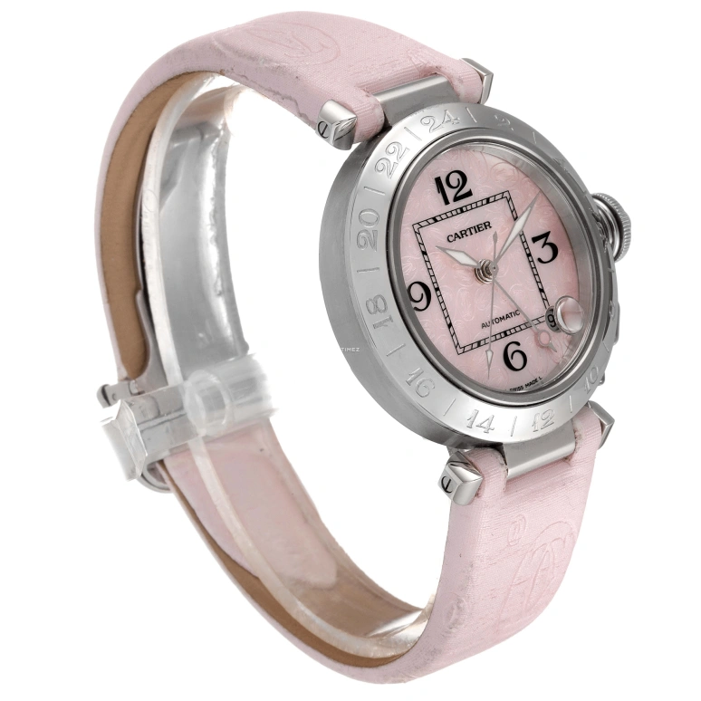 Cartier,Pasha de Cartier 35mm,35mm,Stainless Steel,Pink Red,Automatic,Day,Dule Time,W3107099