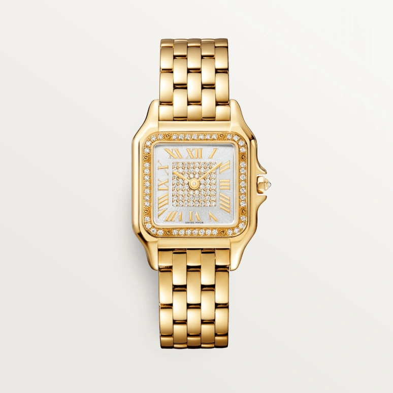 Cartier,Panthère de Cartier 36.50x26.70mm,36.50x26.70mm,Yellow Gold,Silver,Quartz,Sapphire,Crystal Glass,Square,WJPN0043