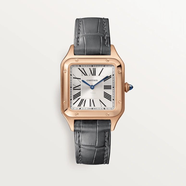 Cartier,Santos de Cartier 38x27.50mm,38x27.50mm,Rose Gold,Silver,Quartz,Sapphire,Crystal Glass,Square,WGSA0117