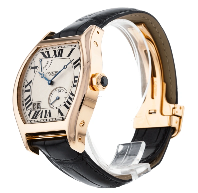Cartier,Tortue 38x49mm,38x49mm,Rose Gold,Silver,Handwound,Day,Sapphire,Crystal Glass,W1545851