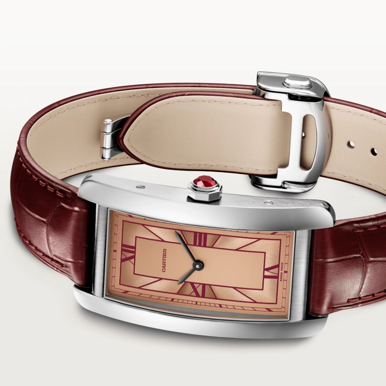 Cartier,Tank 44.40x24.40mm,44.40x24.40mm,Platinum,Salmon,Automatic,Sapphire,Crystal Glass,Square,WGTA0297