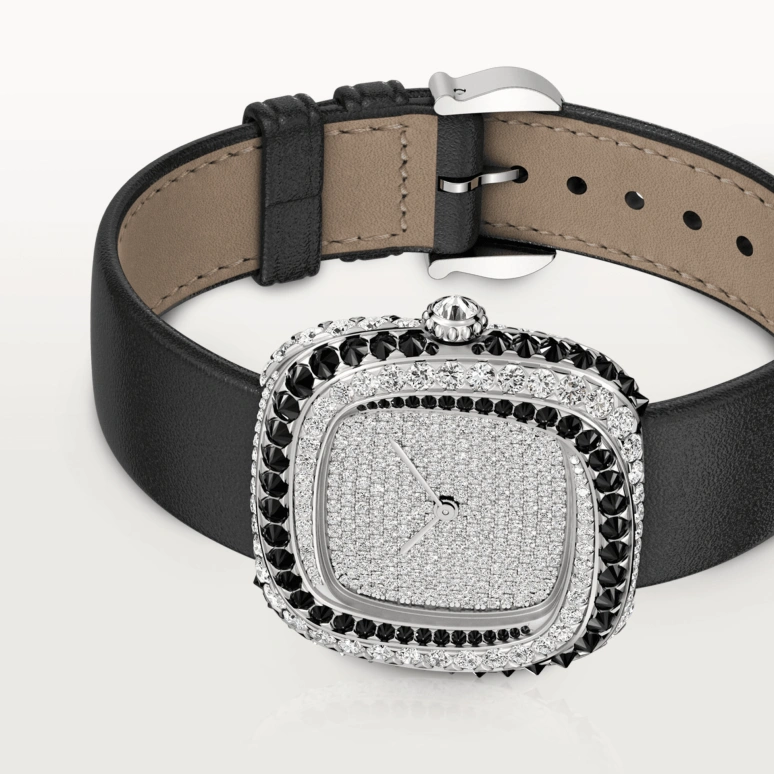 Cartier,Coussin de Cartier 30.40x31.10mm,30.40x31.10mm,White Gold,Silver,Quartz,Sapphire,Crystal Glass,Square,WJCS0007