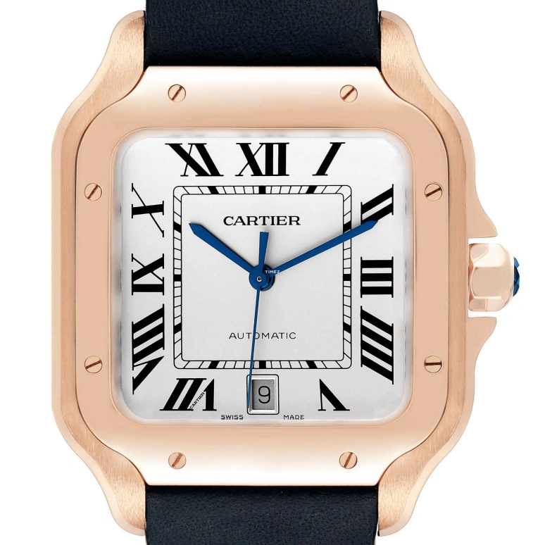 Cartier,Santos de Cartier 39.80mm,39.80mm,Rose Gold,Silver,Automatic,Day,42hours,WGSA0011