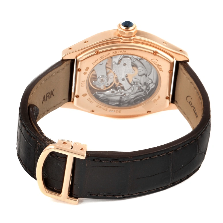 Cartier,Tortue 34x43mm,34x43mm,Rose Gold,Silver,Handwound,Sapphire,Crystal Glass,Tonneau,W1543651