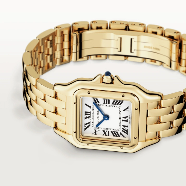 Cartier,Panthère de Cartier 29x37mm,29x37mm,Yellow Gold,Silver,Quartz,Sapphire,Crystal Glass,Square,WGPN0009