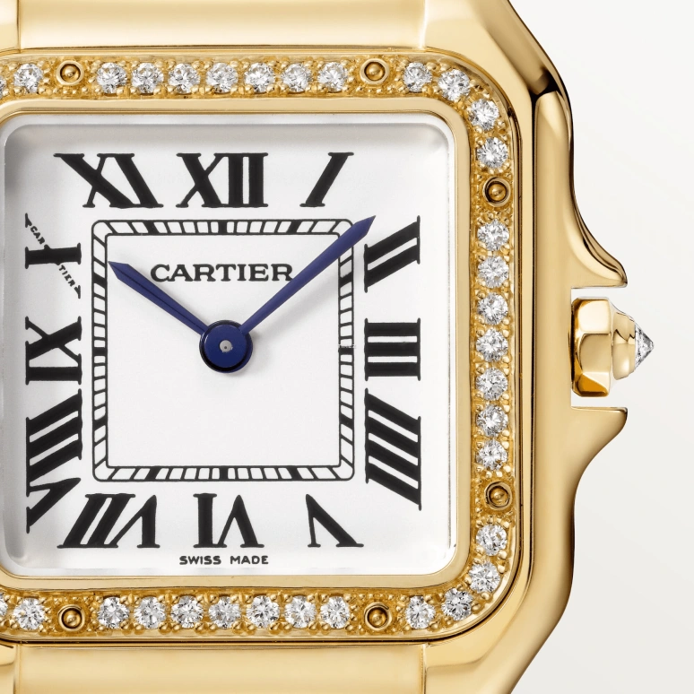 Cartier,Panthère de Cartier 27x36mm,27x36mm,Yellow Gold,Silver,Quartz,Sapphire,Crystal Glass,Square,WJPN0066