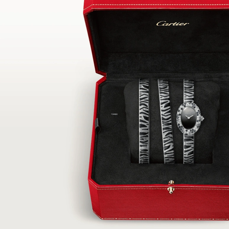 Cartier,Baignoire 18.70x24.60mm,18.70x24.60mm,White Gold,Grey,Black,Quartz,Sapphire,Crystal Glass,Oval,WJBA0037