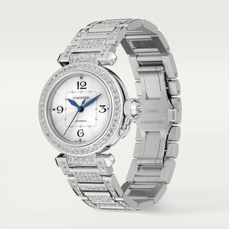 Cartier,Pasha de Cartier 35mm,35mm,White Gold,Silver,Automatic,42hours,In-house Caliber,WJPA0014