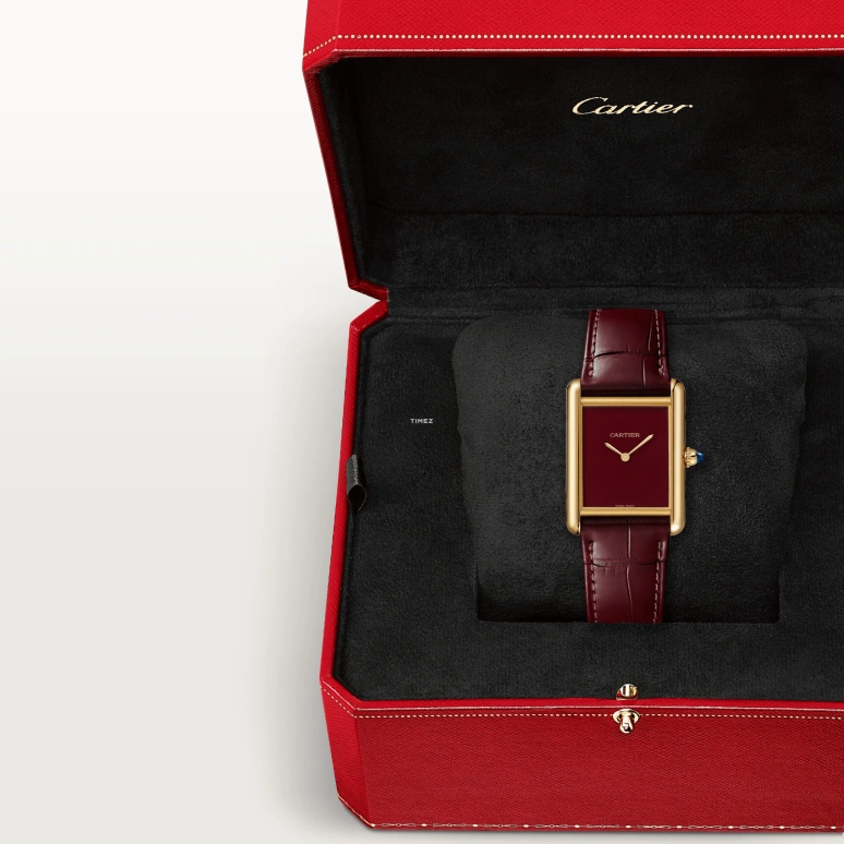 Cartier,Tank 337x25.50mm,337x25.50mm,Yellow Gold,Wine Red,Handwound,Hardlex,Square,WGTA0190
