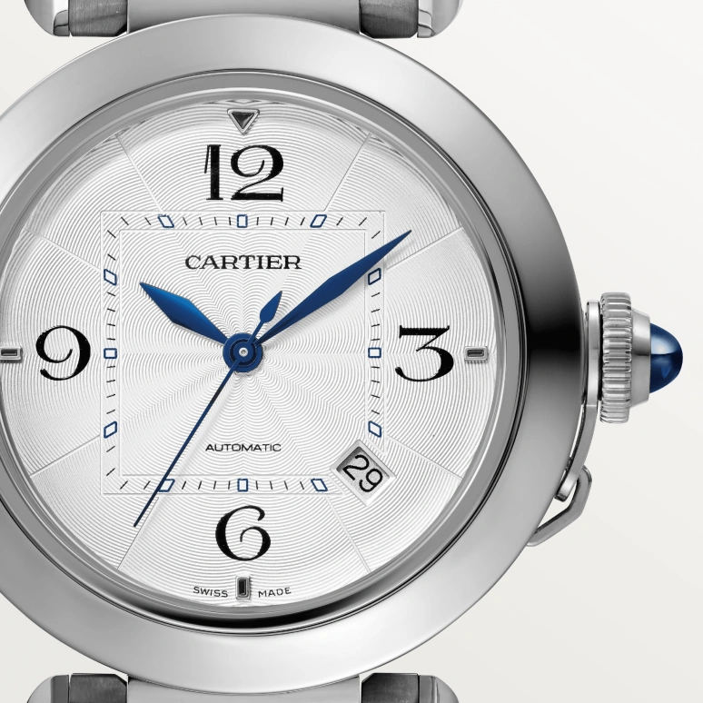 Cartier,Pasha de Cartier 41mm,41mm,Stainless Steel,Silver,Automatic,Day,42hours,WSPA0009