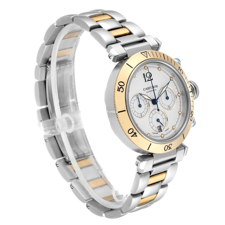 Cartier,Pasha de Cartier 38mm,38mm,Stainless Steel,Silver,Automatic,Chronograph,Day,W31036T6