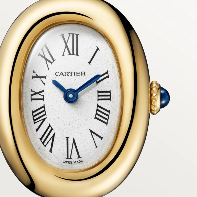 Cartier,Baignoire 24.60x18.70mm,24.60x18.70mm,Yellow Gold,Silver,Quartz,Sapphire,Crystal Glass,Oval,WGBA0035