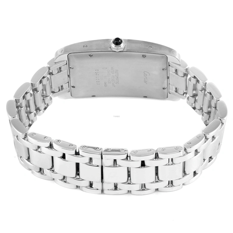 Cartier,Tank 36x27mm,36x27mm,White Gold,Silver,Automatic,Day,Sapphire,Crystal Glass,W26032L1