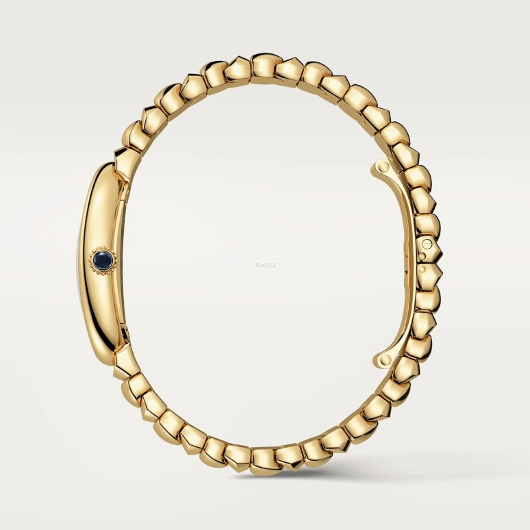 Cartier,Baignoire 31.40x23.09mm,31.40x23.09mm,Yellow Gold,Silver,Quartz,Sapphire,Crystal Glass,Oval,WGBA0043