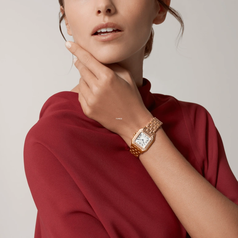 Cartier,Panthère de Cartier 36.50x26.70mm,36.50x26.70mm,Rose Gold,Silver,Quartz,Glass,Square,WJPN0088