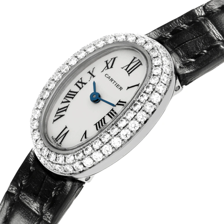 Cartier,Baignoire 26mm,26mm,White Gold,Silver,Quartz,Sapphire,Crystal Glass,Oval,WB509531